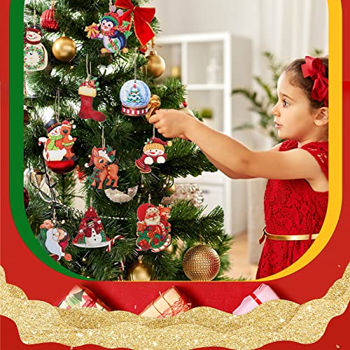 Marsui 24 Pcs Christmas Wooden Ornaments Farmhouse Holiday Decor
