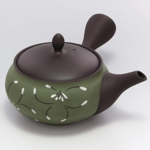 Tokoname Ware F829 Pottery Hiramaru Teapot Flower