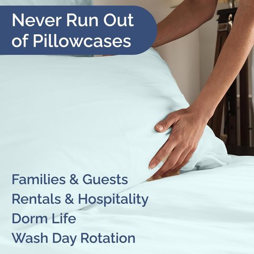 King Pillow Cases by Hotel Quality | Ultra Soft & Wrinkle-Free | 8-Piece Set in Ice Blue