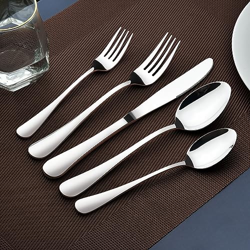 40-Piece Stainless Steel Silverware Set for 8, Modern Flatware Cutlery Set