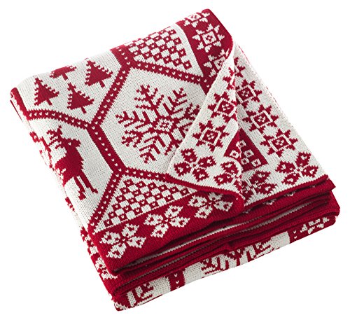 Saro Lifestyle Christmas Knit Throw Blanket 50x60, Red