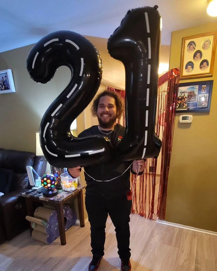Race Car 5 Balloon | 40-Inch Black Number 5 Birthday Balloon Decorations for Parties