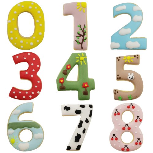 9-Piece Number Shaped Cookie Cutters Set (0-8, 6&9 Reversible) - Stainless Steel Number Fondant Biscuit Molds for Birthday Party, Graduation, Christmas, and Holiday Baking DIY (4-Inch Round Corners)