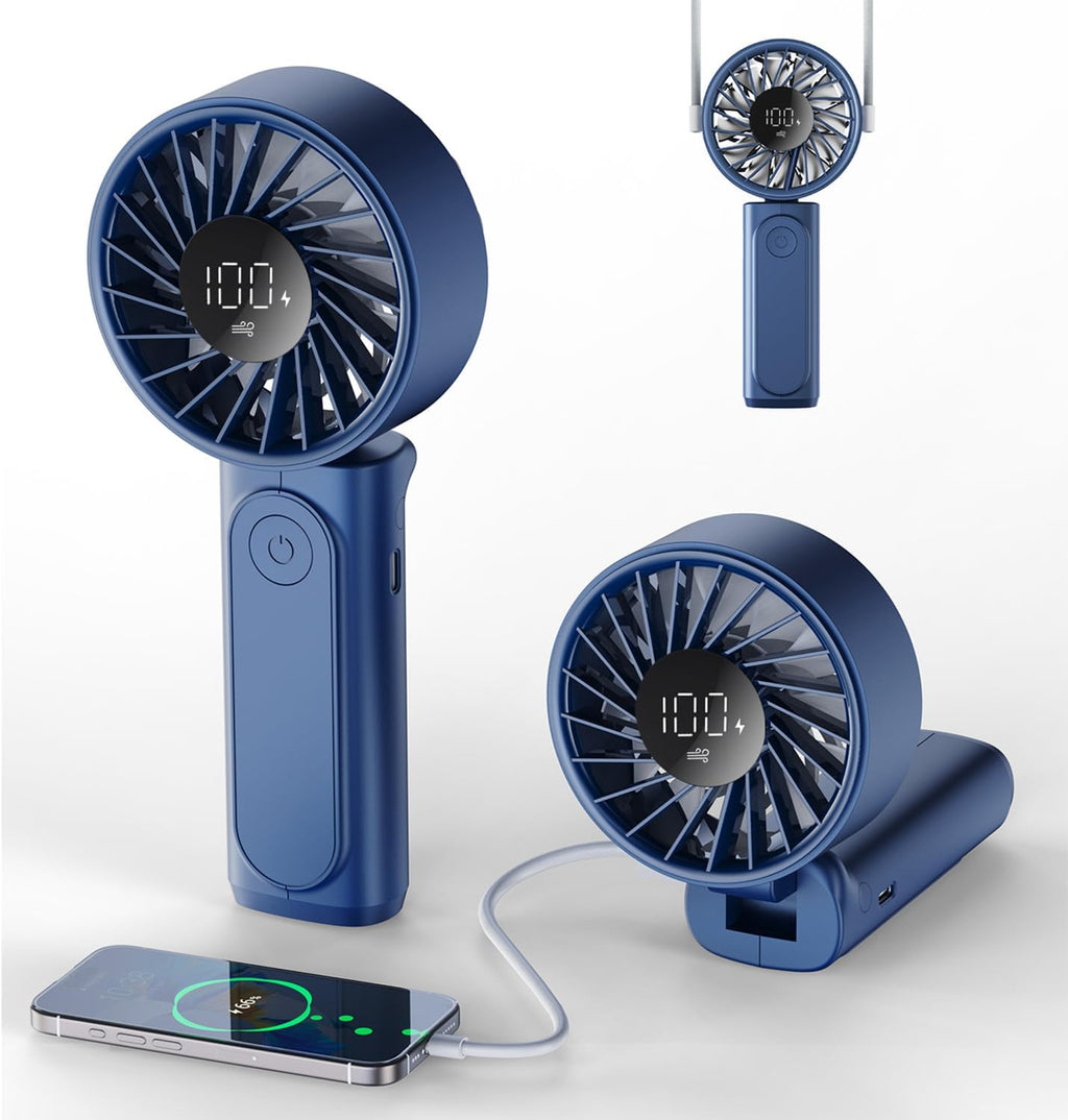Skiennix Handheld Fan - Portable 4000mAh Rechargeable Mini Desk Fan | 180° Foldable, 6 Speed, Ultra Quiet