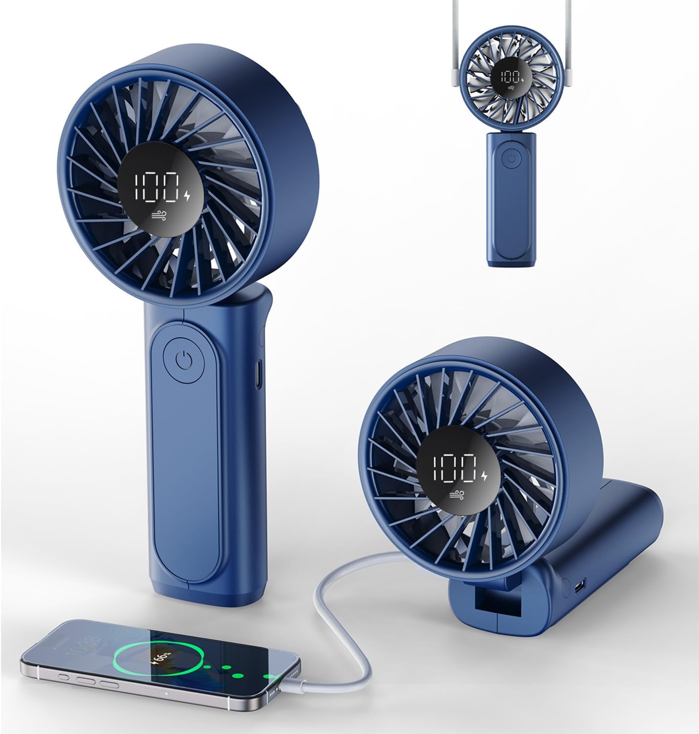Skiennix Handheld Fan - Portable 4000mAh Rechargeable Mini Desk Fan | 180° Foldable, 6 Speed, Ultra Quiet