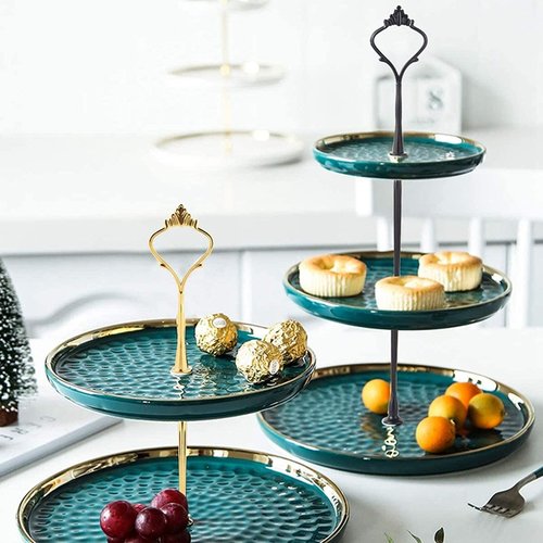 9 Set Cake Stand Hardware Kit Tiered Tray Hardware Fittings for Cake Stand,3 Tier Cake Stand Fittings Hardware Holder for Weeding,Party,Fruit Plate Handle,Cupcake Trays Serving Stand-Gold,Silver,Black