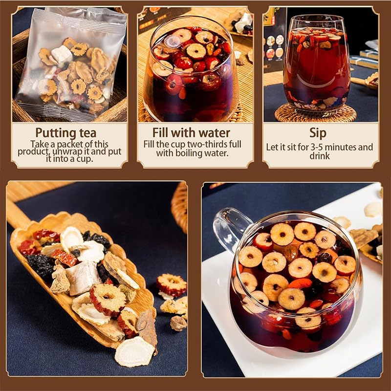 Ginseng Nine Treasure Tea, Ginseng And Wolfberry Tea, Red Date Mulberry Tea, 12bags Kidney Herbal Tea For Men Woman (2)