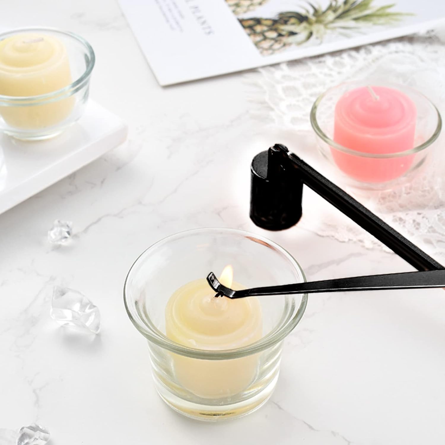 Skiennix 3-in-1 Candle Accessory Set - Wick Trimmer & Dipper with Gift Packaging | Black