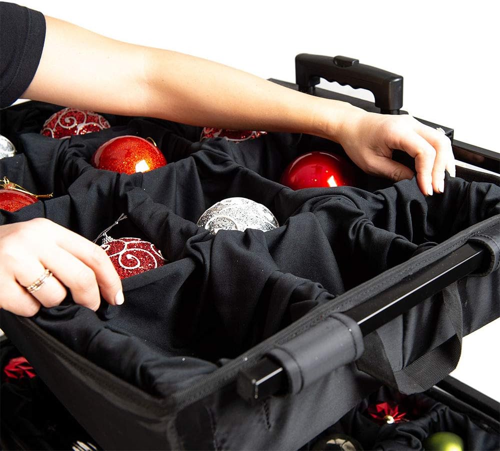 TreeKeeper Telescoping Ornament Storage Box - Adjustable Organizer for 120 Ornaments Up to 4 Inches | 5 Removable Trays