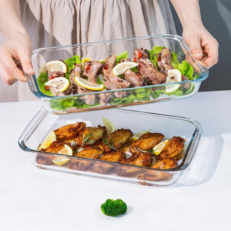 Regine Switzerland 1.7 Quart Deep Glass Baking Dish - Versatile Rectangular Bakeware for Lasagna & Leftovers