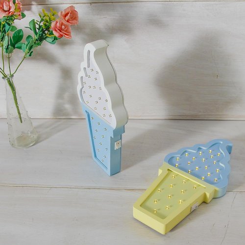 Sweet FanMuLin Ice Cream Valentine Romance Atmosphere Light, Party Wedding Birthday Party Decoration Kids' Room Battery Operated LED Night Lights (Blue and Yellow)
