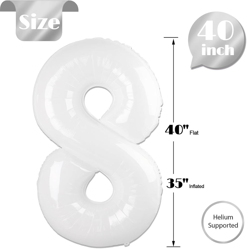 Translucent Number 8 Balloon by [Brand Name] - 40 Inch White Birthday Decoration for Boys & Girls