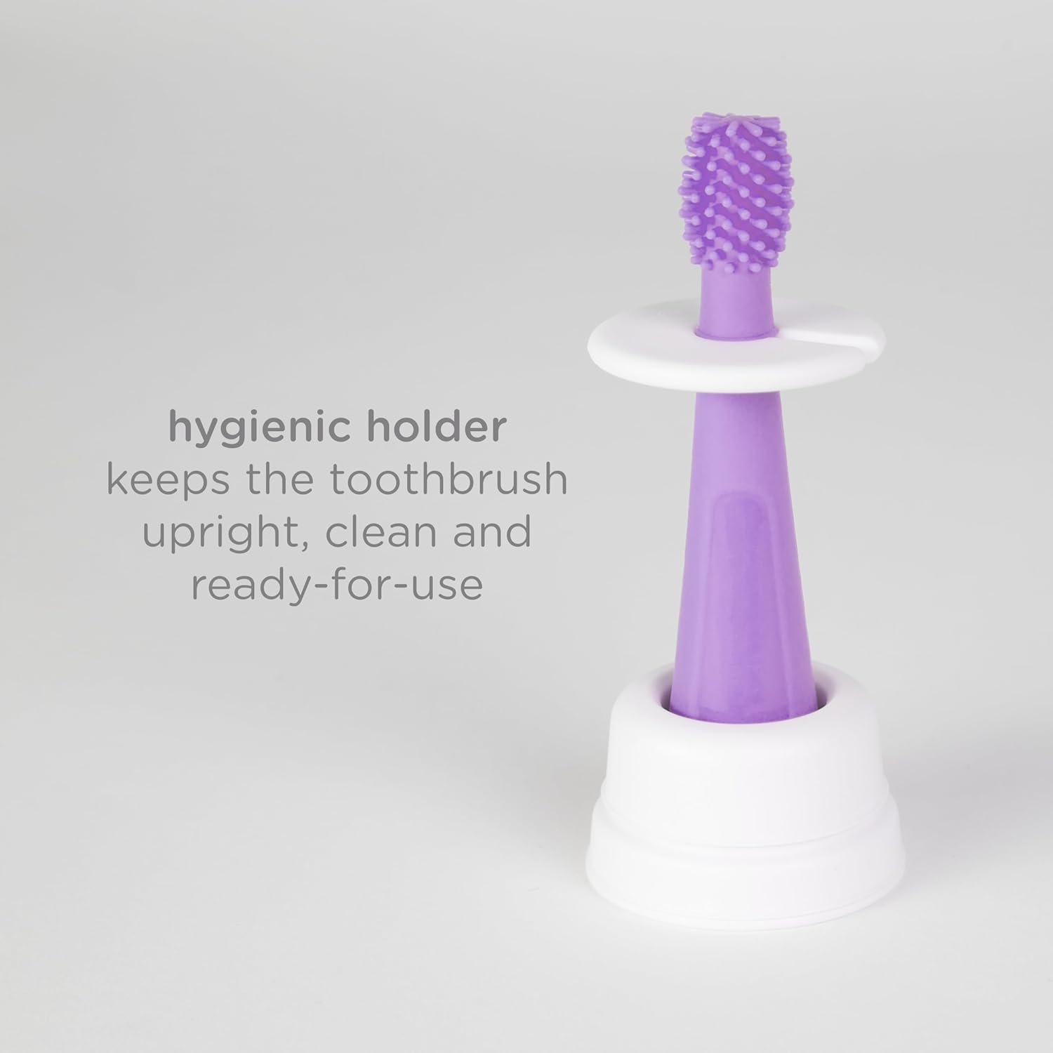 Ubbi Grow With Me Toothbrush Set - Silicone Finger Brush & 360° Soft Bristled Toothbrush | Smoothie Purple