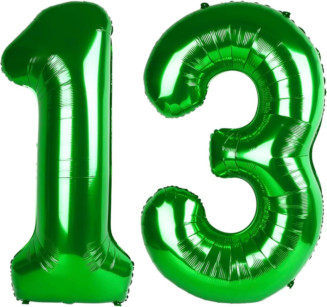 Number 13 Balloon by [Brand Name] - 40 Inch Dark Green Giant Foil Balloon for 13th Birthday Party Decorations