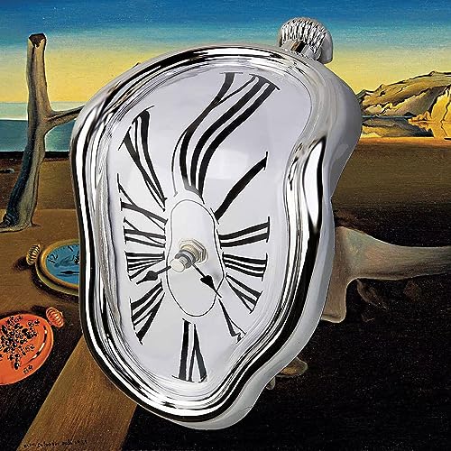 FAREVER Rome Silver Melting Clock Salvador Dali Surreal Desk Decor Gift