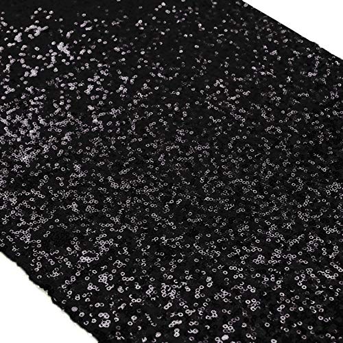 Black 14x108in Sequin Table Runner - Sparkly Wedding / Halloween Decor (Variation: Black) ShiDianYi