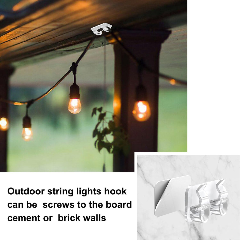 Skiennix Outdoor Light Clips - 50 Heavy-Duty Waterproof Adhesive Clips for LED Hanging Decor