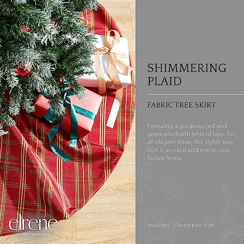 Elrene Shimmering Plaid Christmas Tree Skirt 48 Inch Holiday Decor