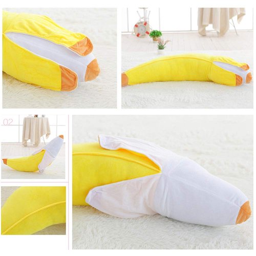 HOSTK Banana Plush Pillow, Peeled Banana Stuffed, Soft Food Plushie Banana Hugging Pillow, Gift for Birthday, Valentine, Christmas (19.6 inches)