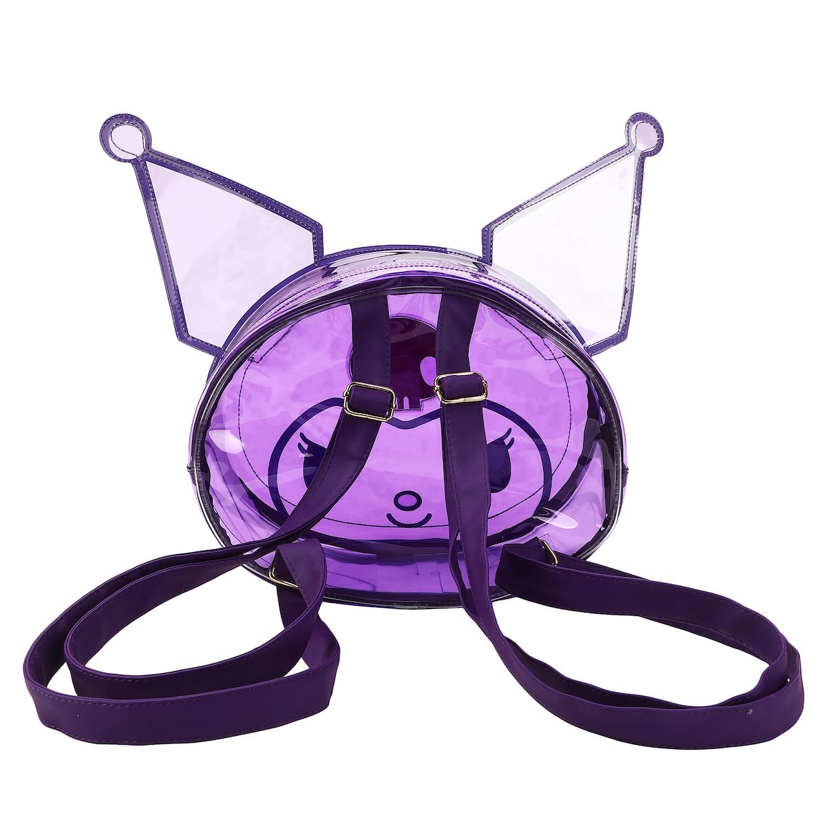 Kuromi Character Head Adult Clear Purple PVC 12" Mini Backpack