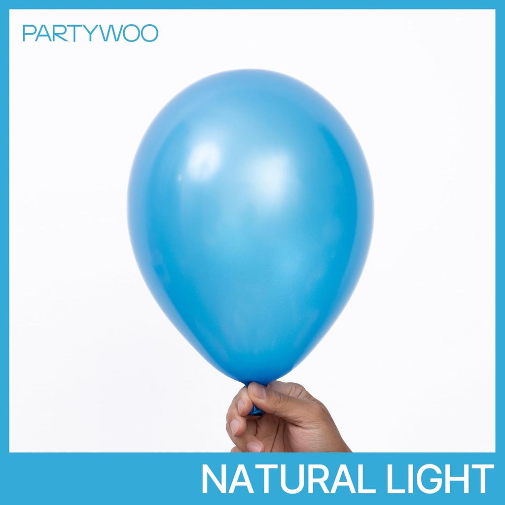 PartyWoo Pearl Blue Balloons - 140-Piece Sky Blue Latex Balloon Arch Kit for Graduation & Birthday Decor