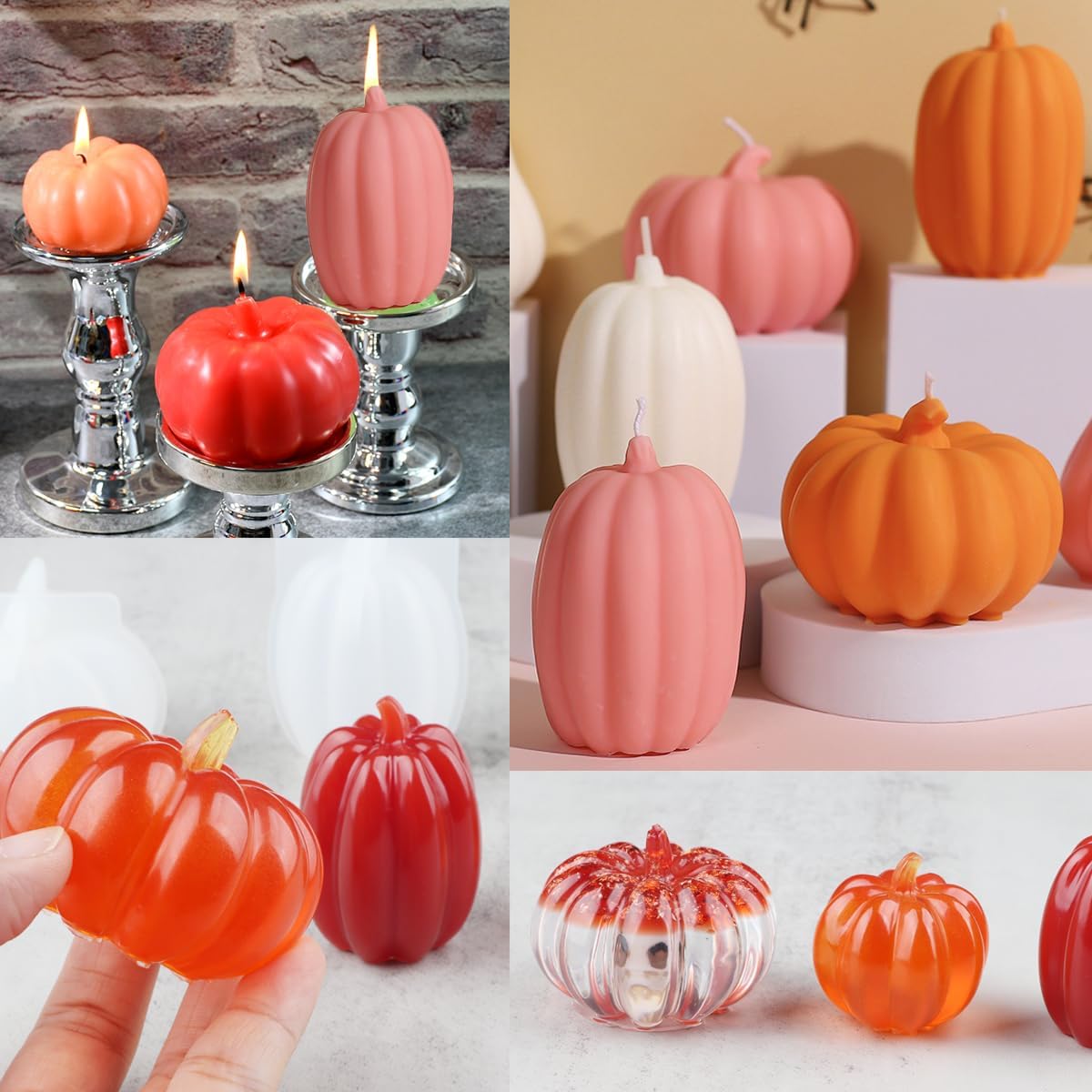 Skiennix 3D Pumpkin Resin Molds - 3-Pack Silicone Molds for Epoxy, Soap, and Candle Making | Halloween Decor