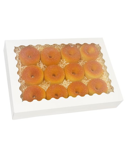 qiqee Auto-pop Up 14x10x2.5 Inch White Cookie Box with Window 15Pcs Pastry Macaron Bakery Box For Packaging