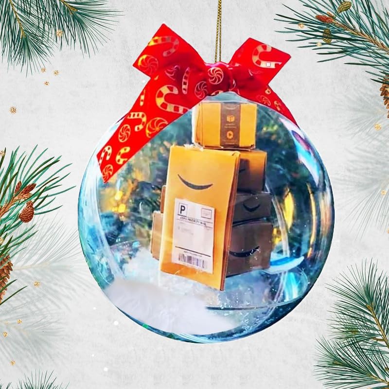 Christmas Tree Ornaments Mini Gift Box Set - Clear Plastic Holiday Decorations