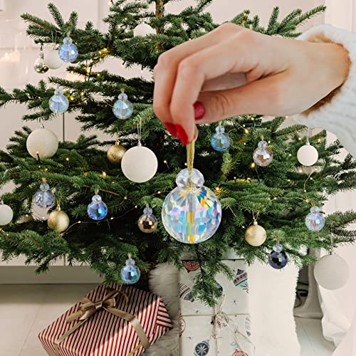 12 Pcs Mini Crystal Glass Christmas Tree Ornaments - 0.87-Inch Prism Balls