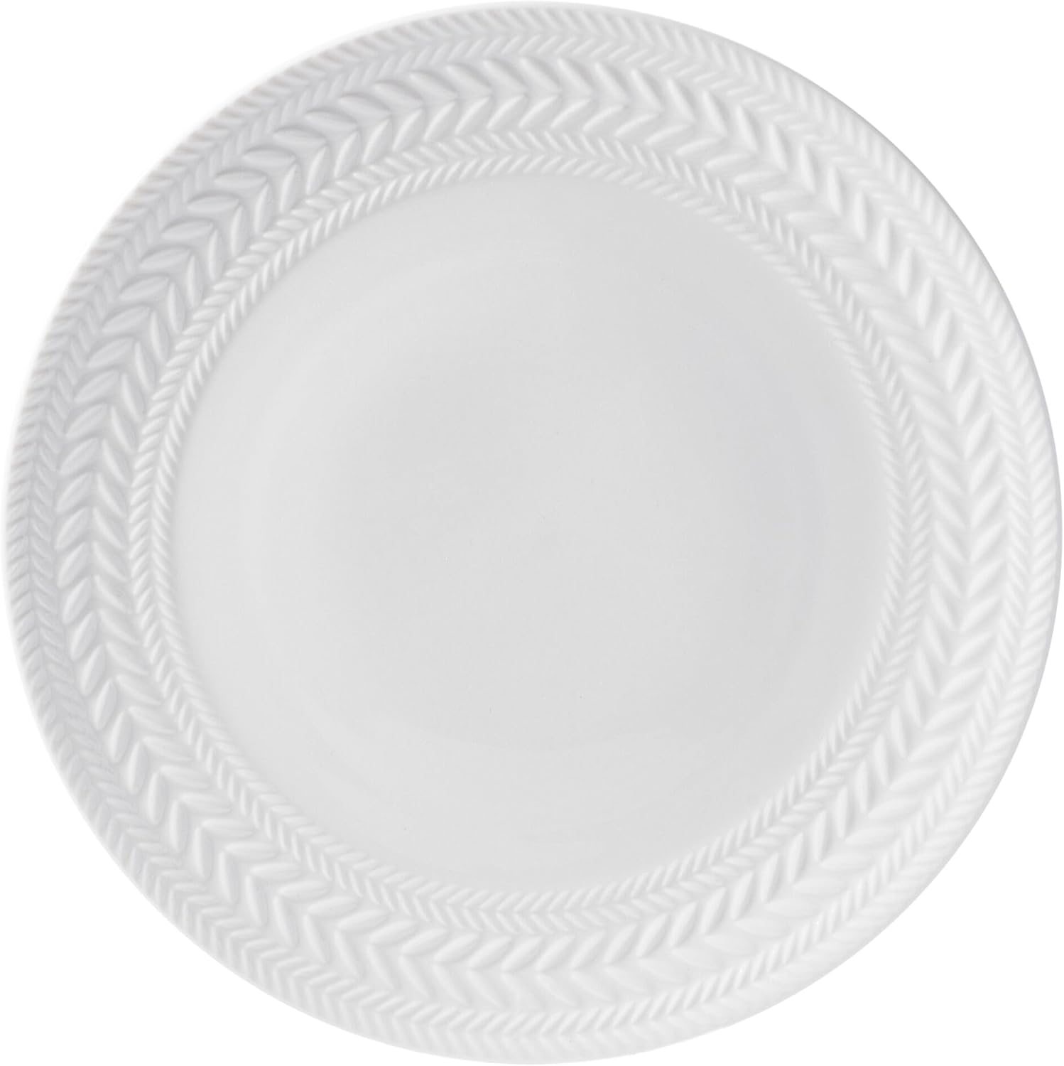 Pfaltzgraff Josephine 24-Piece Dinnerware Set - Elegant Embossed Basket Weave Design | Service for 8, White, Microwave & Dishwasher Safe