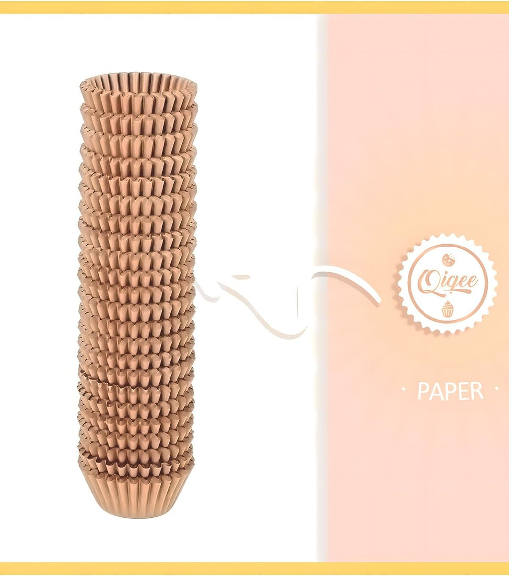 Qiqee Mini Cupcake Liners - 1000 Count Natural Food Grade Baking Cups | Odorless Small Size