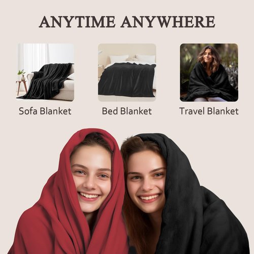 LaSyL Fleece Blanket - Soft Cozy Plush 300GSM Twin Size 60"x80" Black Microfiber for Couch & Bed