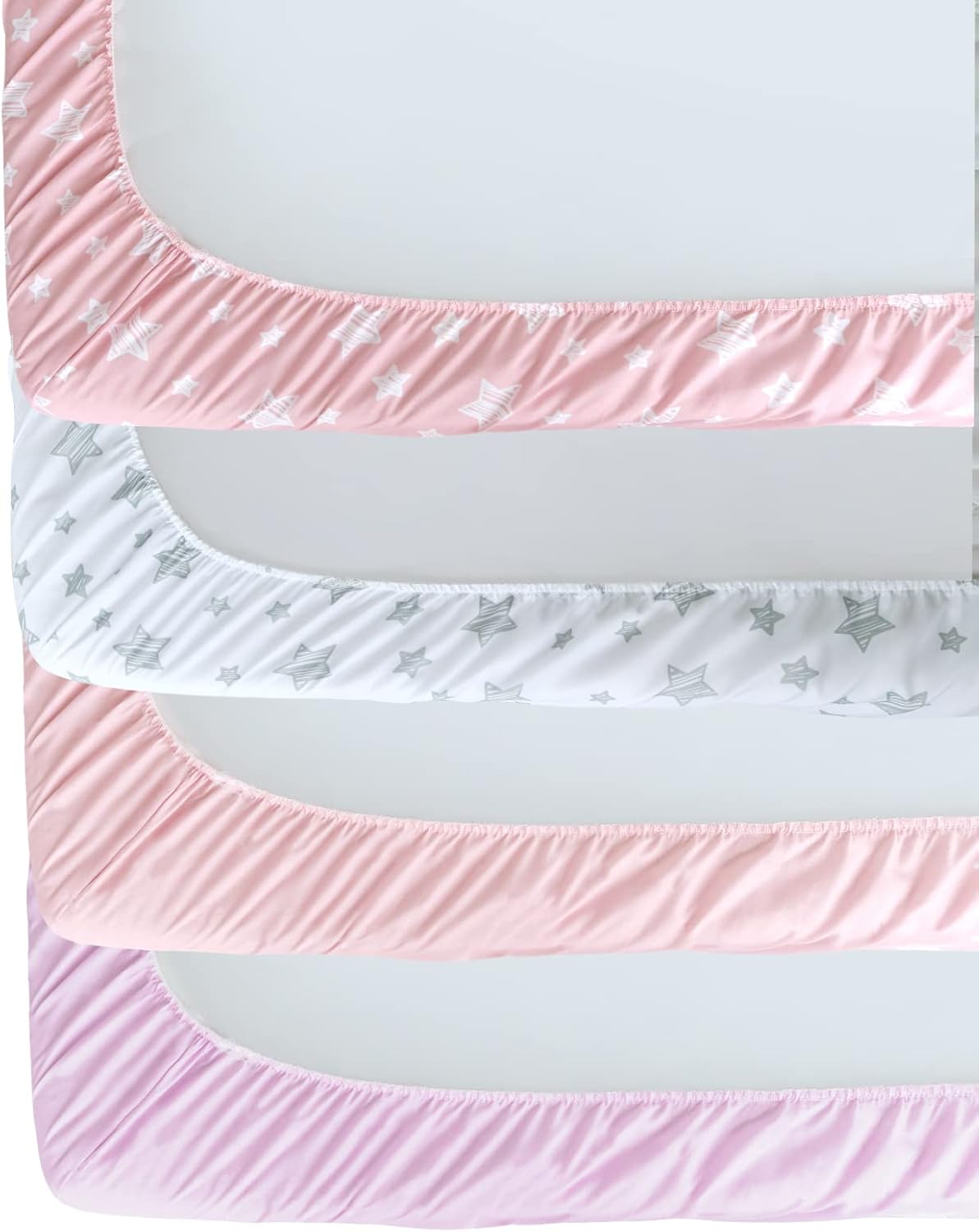 Skiennix Fitted Crib Sheets - Soft & Breathable 4-Pack for Standard Size Cribs | Pink Baby Gift Set