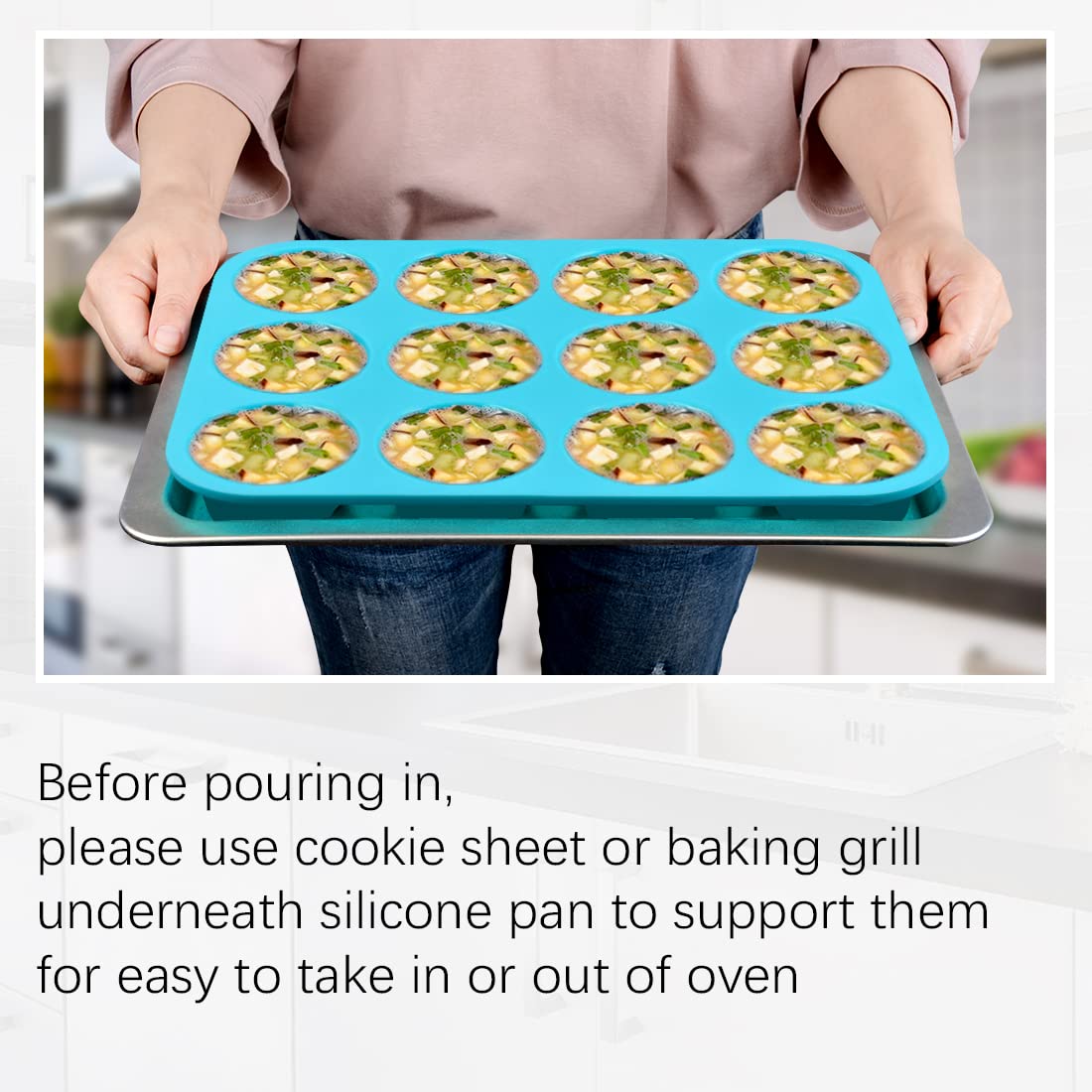 CAKETIME Silicone Muffin Pan Cupcake Pan Set - Mini 24 Cups and Regular 12 Cups Muffin Tin, Nonstick Food Grade Molds with 12 Baking Cups