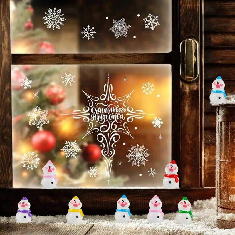Skiennix Mini Snowman Figurines - 48pcs Christmas Resin Decorations with Top Hat for DIY Party Decor