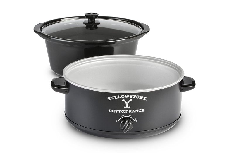 Yellowstone 7-Quart Slow Cooker by Select Brands - Food Warmer with Manual Heat Control & Removable Stoneware - Slow Cooker for Rice, Dips, Parties & More