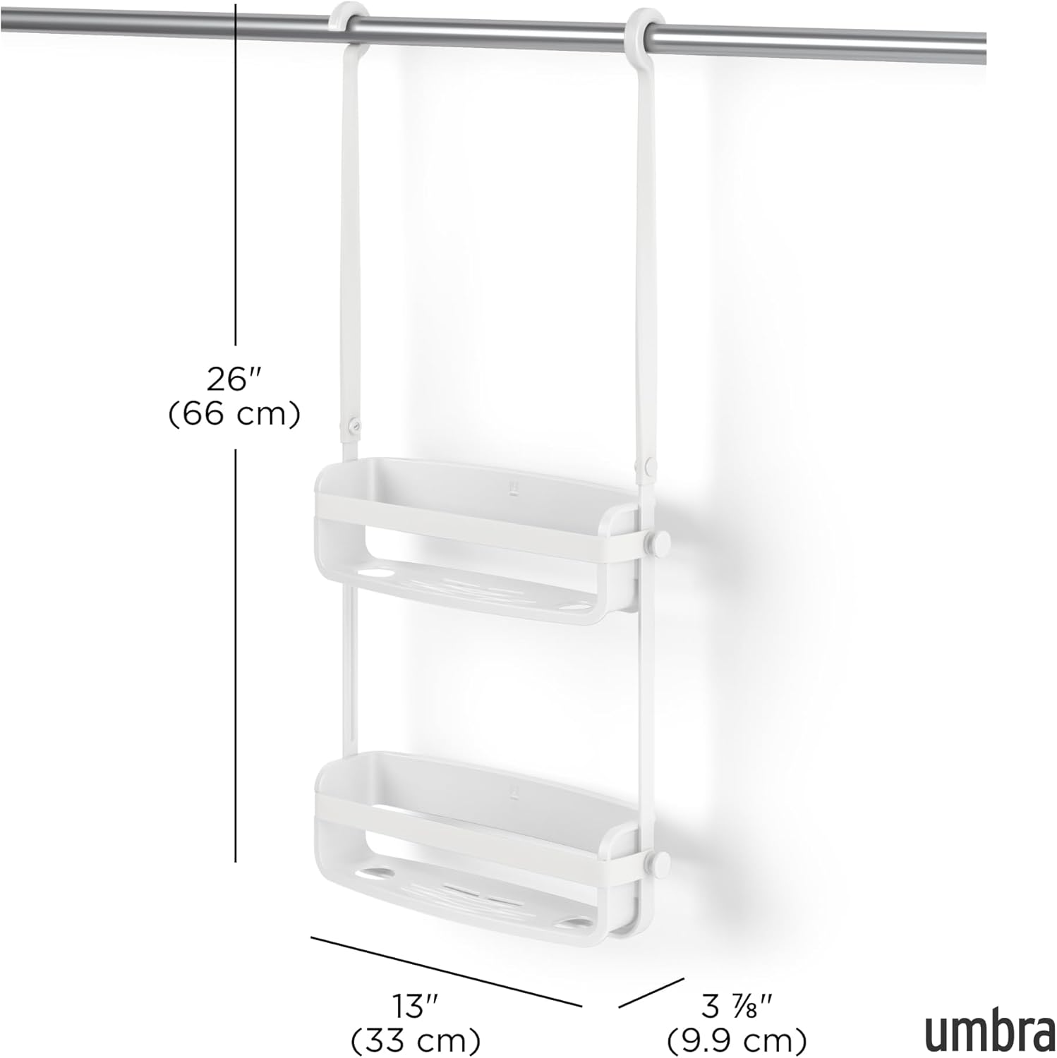 Umbra Flex Shower Caddy - 2-Tier Hanging Organizer for Bathtub | Stylish White Design