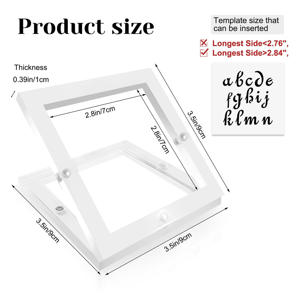 Acrylic Cookie Stencil Holder, 3.54x3.54 in Magnetic Cookie Stencil Frame for Royal Icing Sugar Cookie Stenciling Airbrushing, Acrylic Cooking Decorating Tool, Stencils Helper