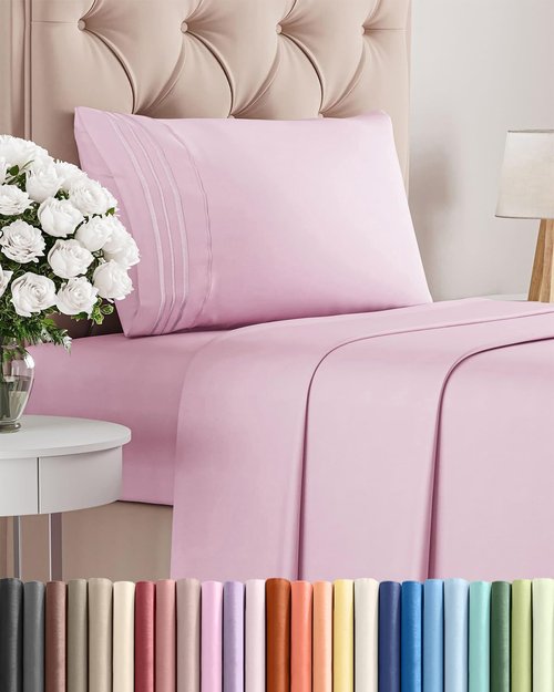 Comfy Twin Size 3 Piece Sheet Set by [Brand Name] - Breathable & Cooling Luxury Bedding - Soft, Wrinkle-Free Light Pink
