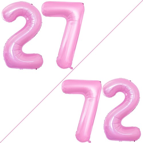 GOER Jumbo 27 Balloons - 42 Inch Foil Helium Decorations for 27th Birthday Party | Light Pink