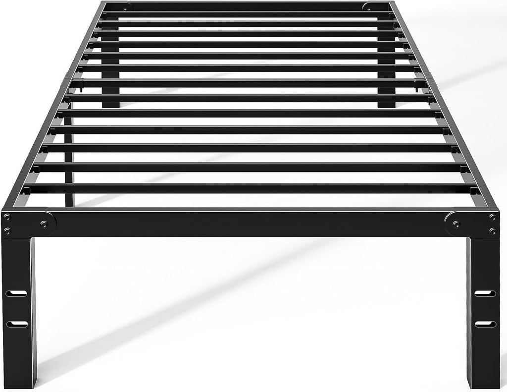OLIXIS Metal Twin Bed Frame - 14" High with Storage Space | Sturdy Steel Slat Support, 800LBS Capacity, Black