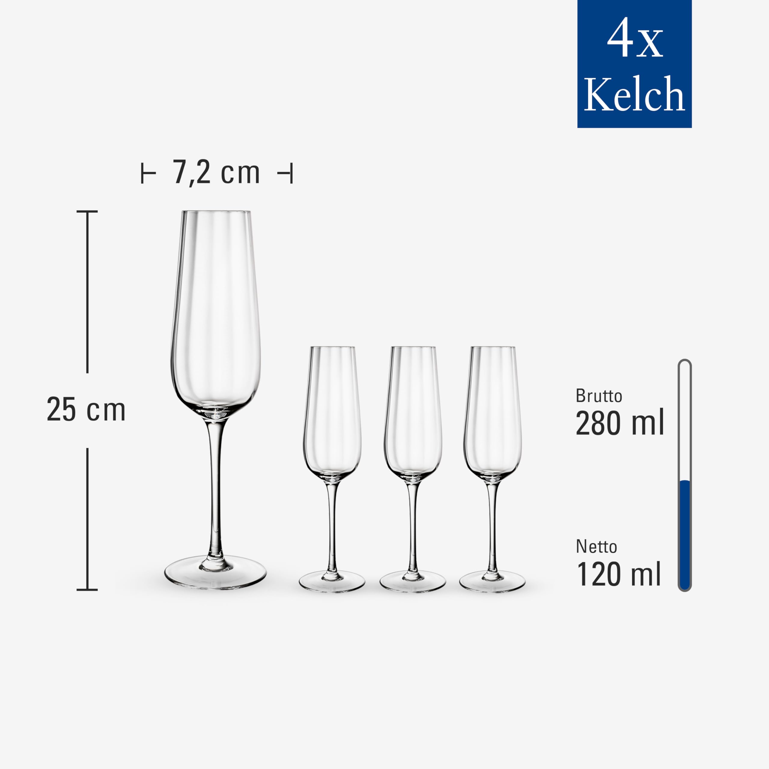 Villeroy & Boch Rose Garden Champagne Flute, Set of 4, 4 oz, Crystal Glass