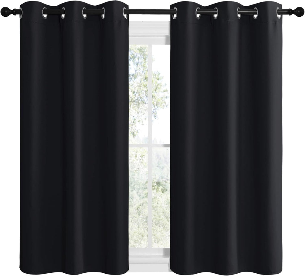 NICETOWN Blackout Curtains - Thermal Insulated Grommet Drapes for Autumn/Winter | Set of 2, 42"x50", Black