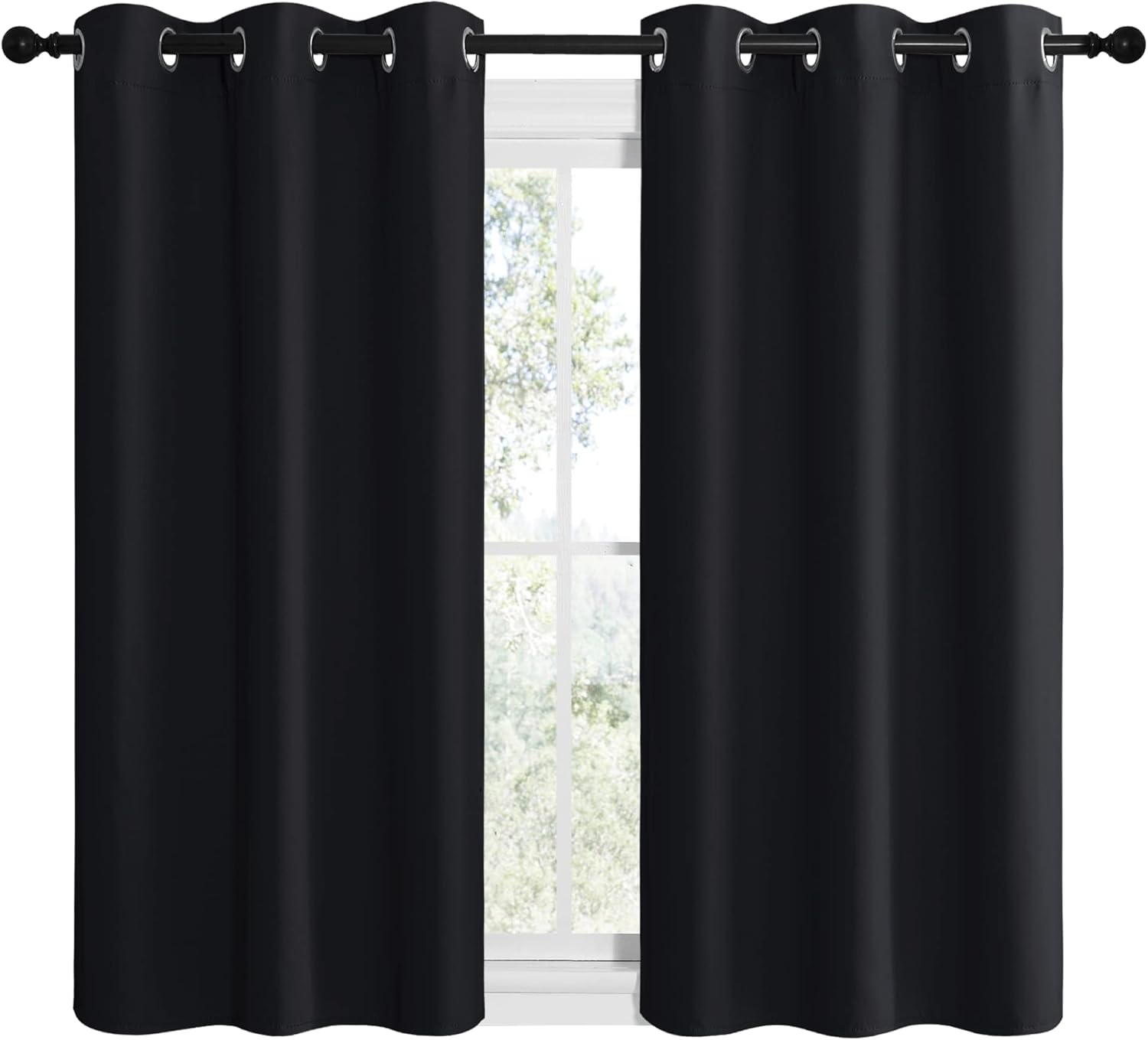 NICETOWN Blackout Curtains - Thermal Insulated Grommet Drapes for Autumn/Winter | Set of 2, 42"x50", Black