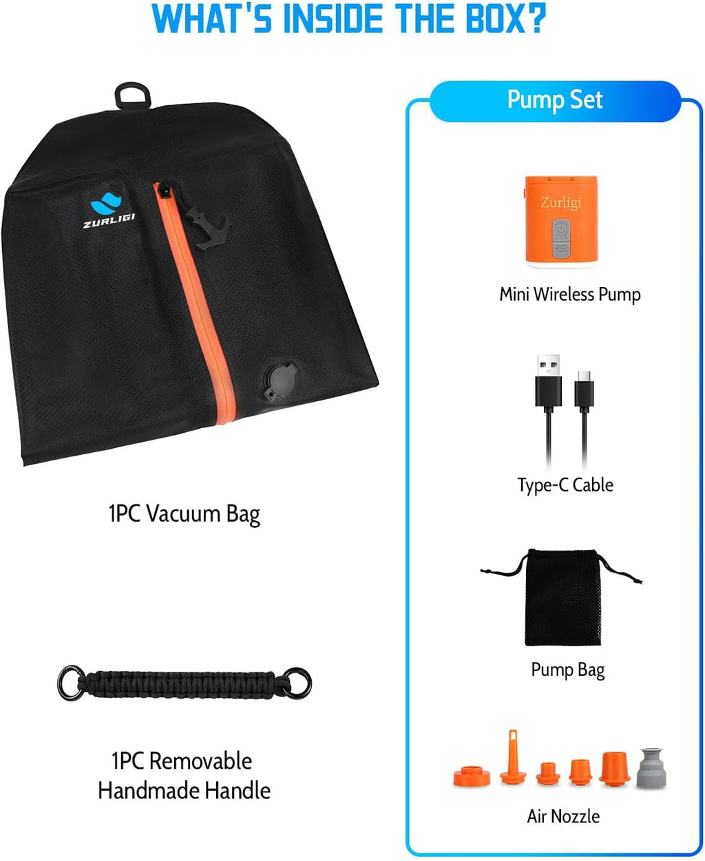 Zurligi Travel Vacuum Compression Bags - Waterproof 39L Packing Cubes with Mini Pump | 1-Pack Black