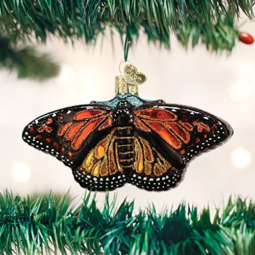 Handcrafted Glass Monarch Butterfly Christmas Tree Ornament