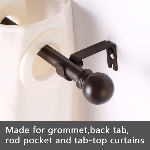 GXOACKJ Decorative Curtain Rods - Heavy Duty Metal, 66-120 Inch, Brown with Brackets