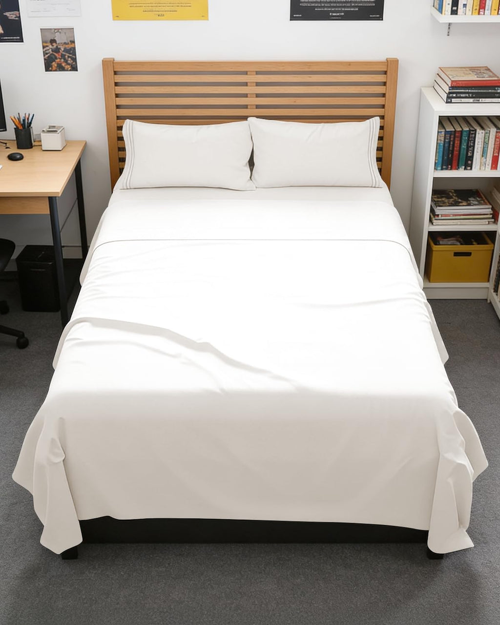 Skiennix Full XL Bed Sheet Set - Soft, Breathable & Cooling 4-Piece Luxury Bedding - Antique White