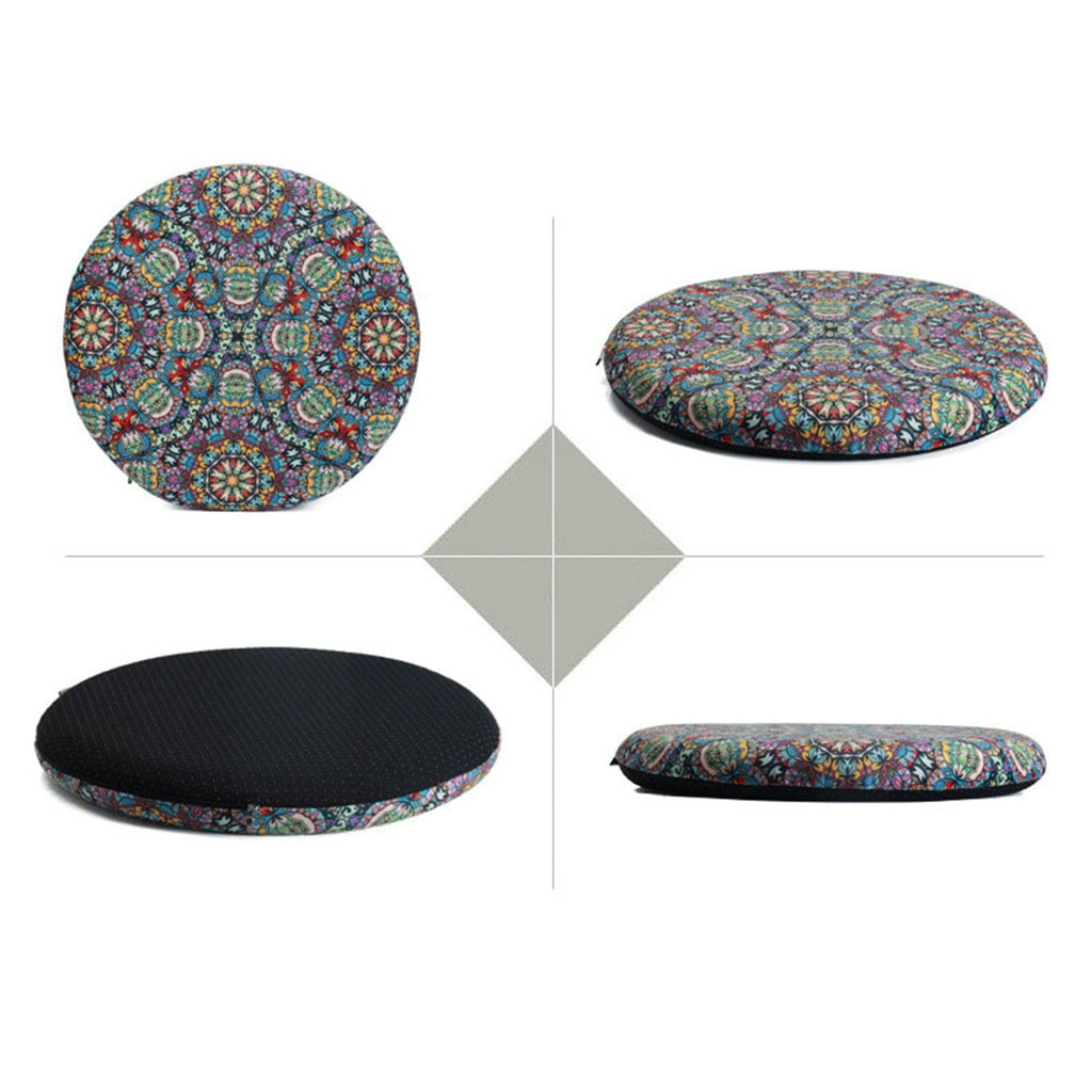 Greenjin 13" Round Memory Foam Seat Cushion Anti Slip Circle Chair Pad with Rubber Back Detachable Round Stool Cushions Machine Washable for Kitchen Dining Office Chairs Highstools Colorful Pattern