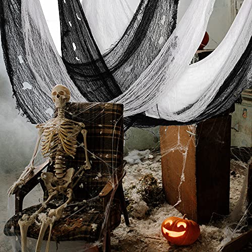5-Pack Halloween Creepy Cloth - 30 x 72 Inch Spooky Gauze (3 Black, 2 White)